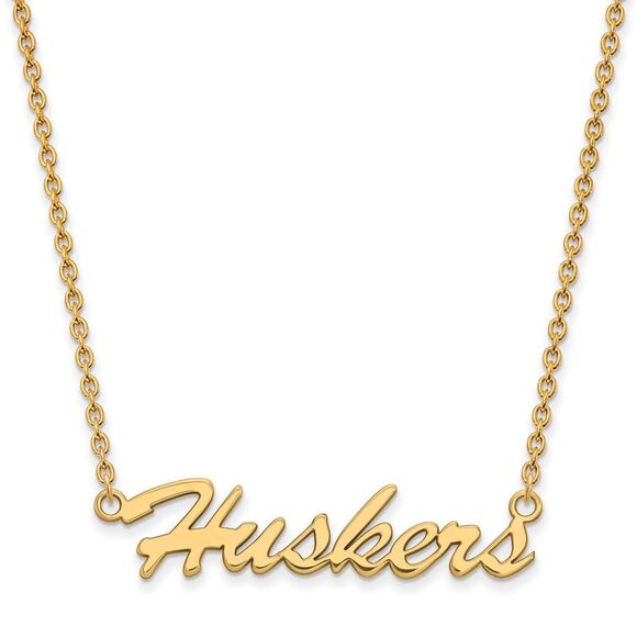 14k Gold Plated Silver U of Nebraska Medium Pendant Necklace - Picture 1 of 5